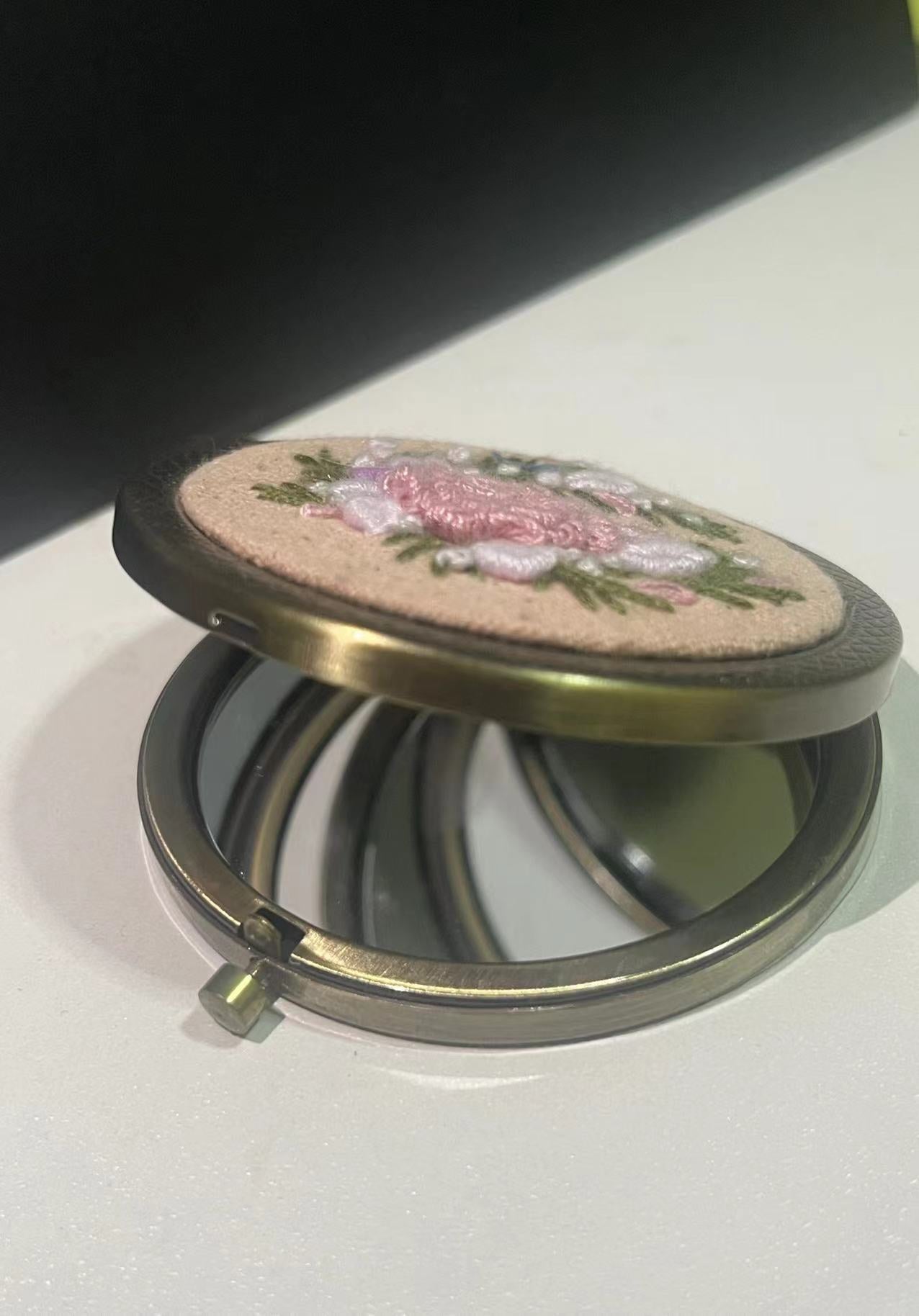 Embroidery make up mirror