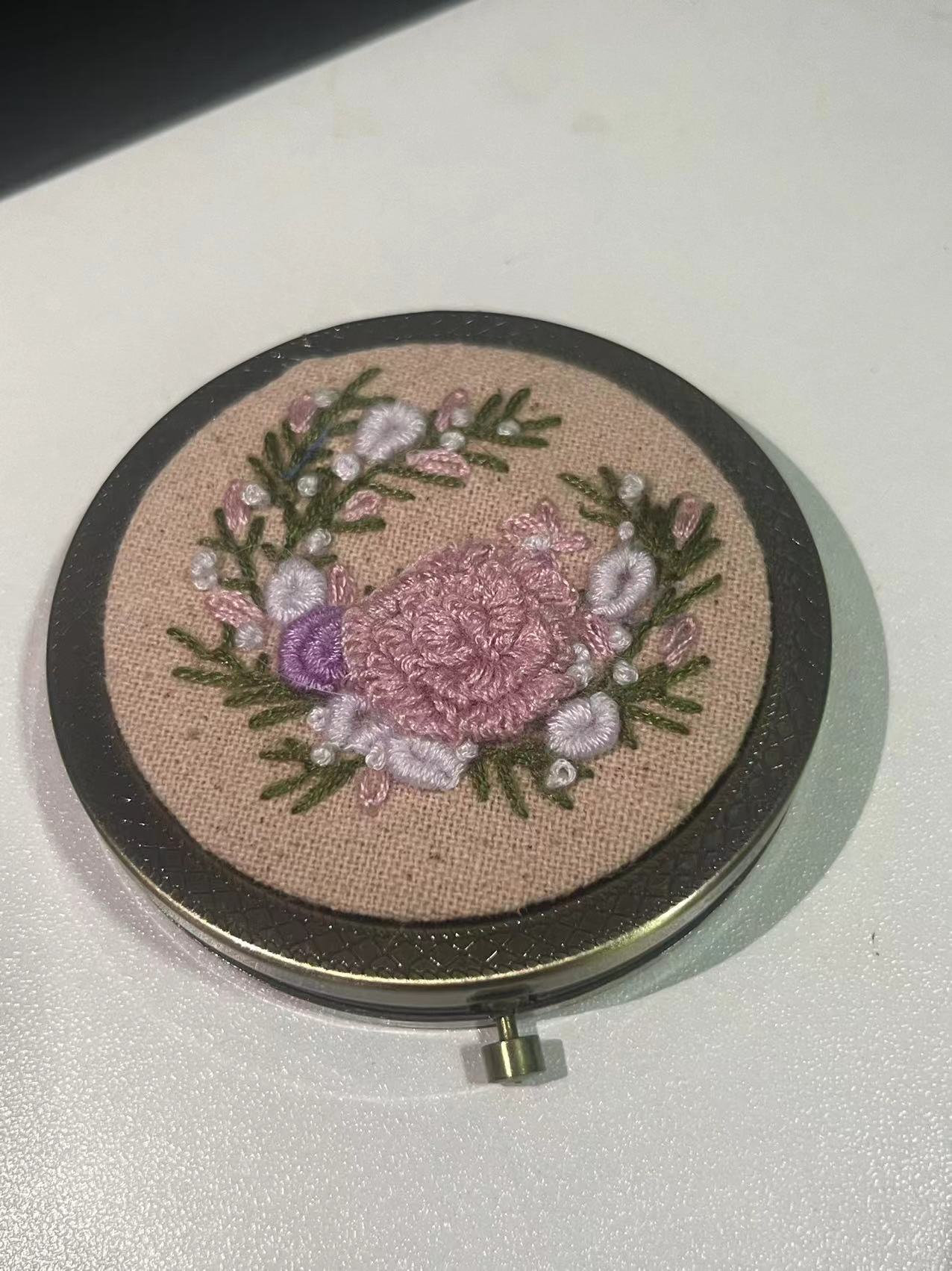 Embroidery make up mirror